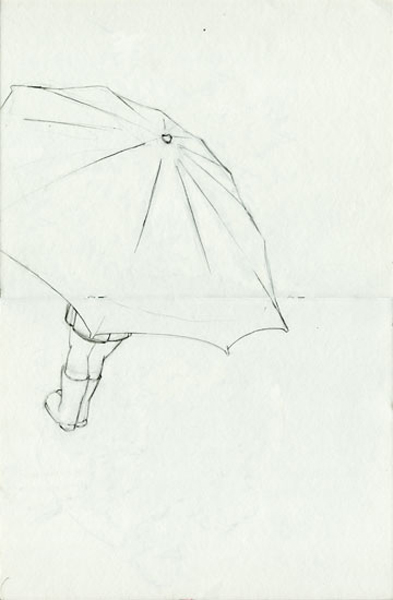 sketch:girl holding umbrella